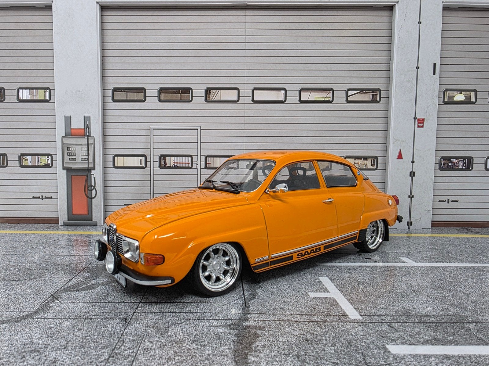 Zeldzaam Saab 96 1:18 in OVP verlaagd en op minilite velgen, Ophalen of Verzenden, Zo goed als nieuw, Overige merken