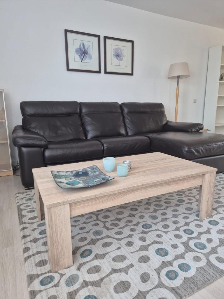 Moderne strakke salontafel licht eiken, Ophalen, Overige materialen, 100 tot 150 cm, 50 tot 100 cm