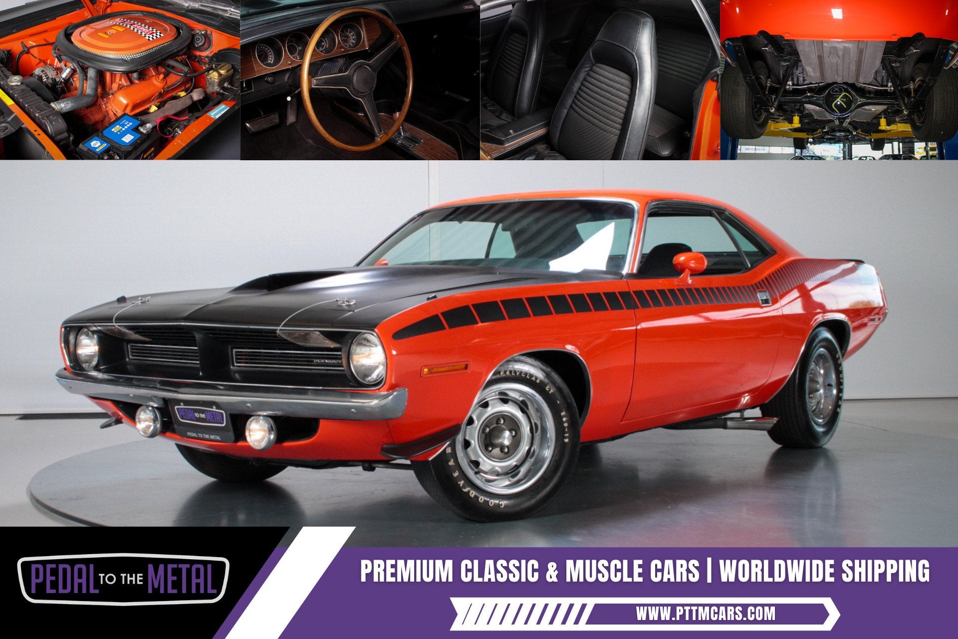 1970 Plymouth AAR 'Cuda | Numbers Matching, Auto's, Achterwielaandrijving, Zwart, Leder, 5 stoelen