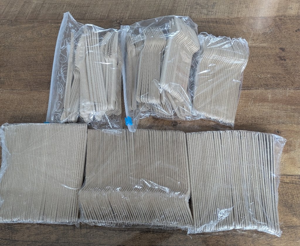 Bagasse, wegwerp, messen (135) en vorken (125), Ophalen of Verzenden, Nieuw, Los bestek