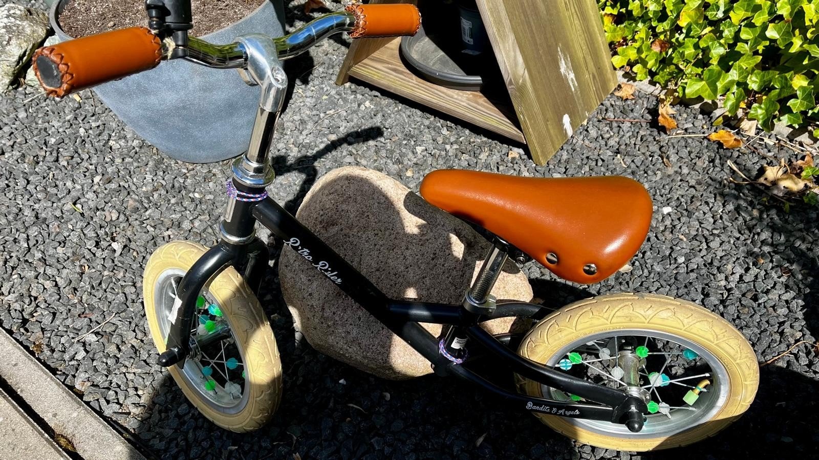 Retro Rider loopfiets - Zwart met bruin zadel, Ophalen, Zo goed als nieuw, Minder dan 16 inch, Retro Rider