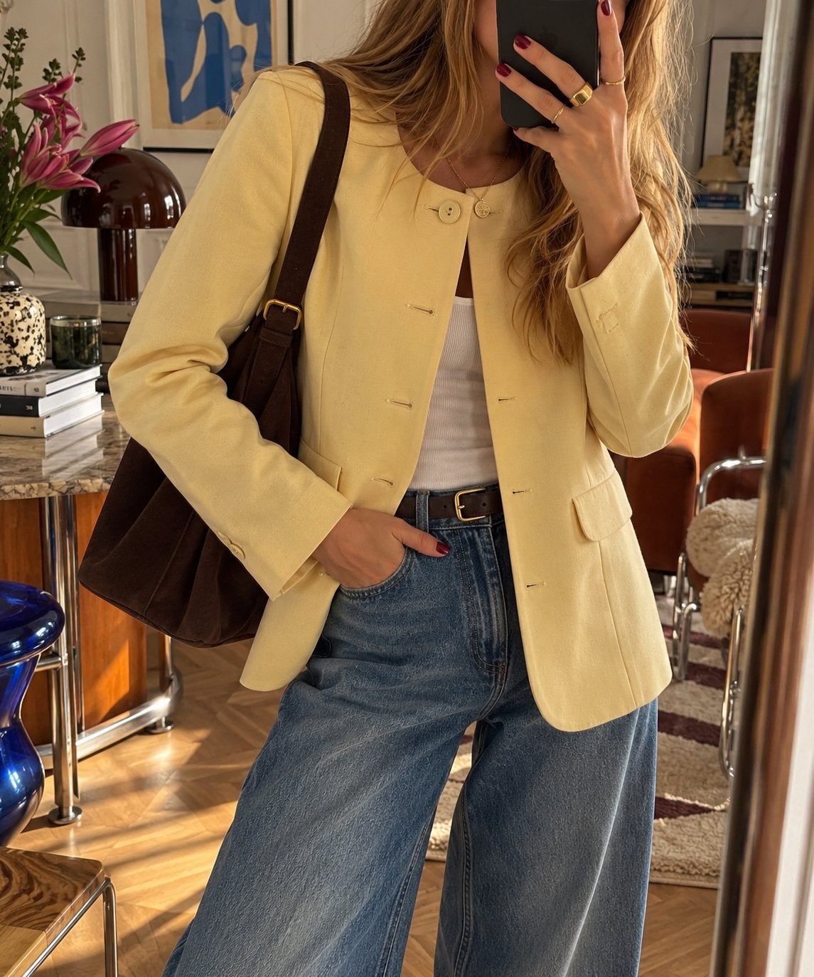 Vintage botergele blazer Cavit Mode | Maat M, Maat 38/40 (M), Geel, Ophalen of Verzenden, Jasje