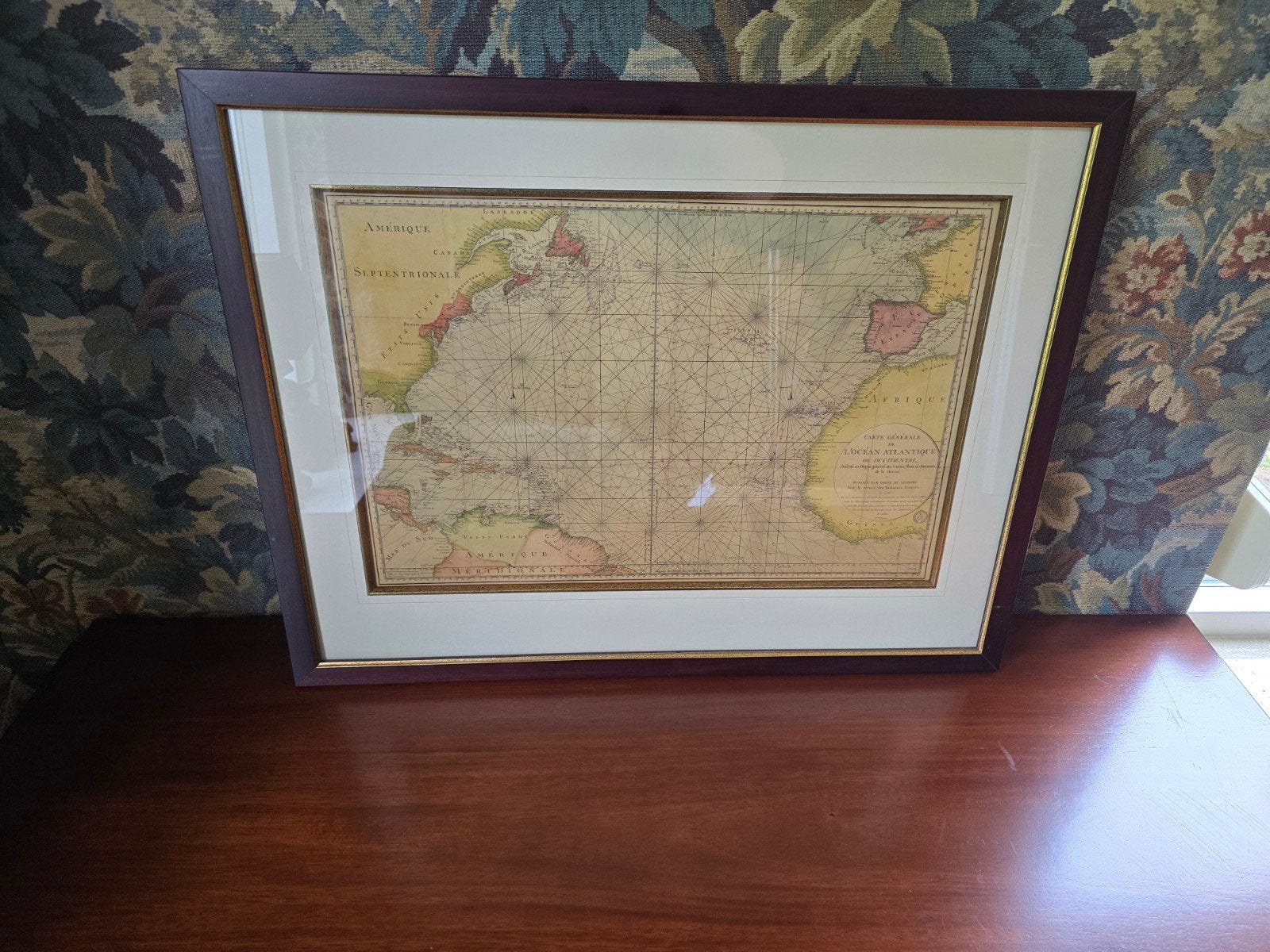 Authentic Models Atlantique 1786 Wereldkaart in lijst, Ophalen, Klassiek, Achter glas