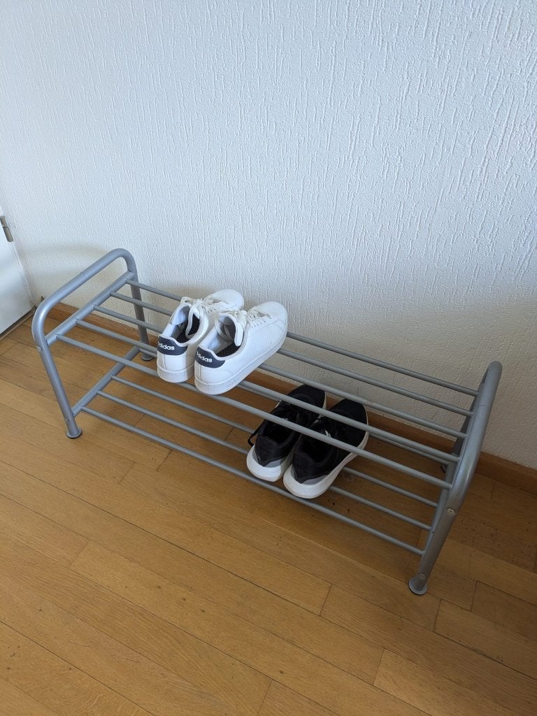 Metalen schoenenrek zilver/grijs (8-10 paar schoenen), Ophalen, Gebruikt