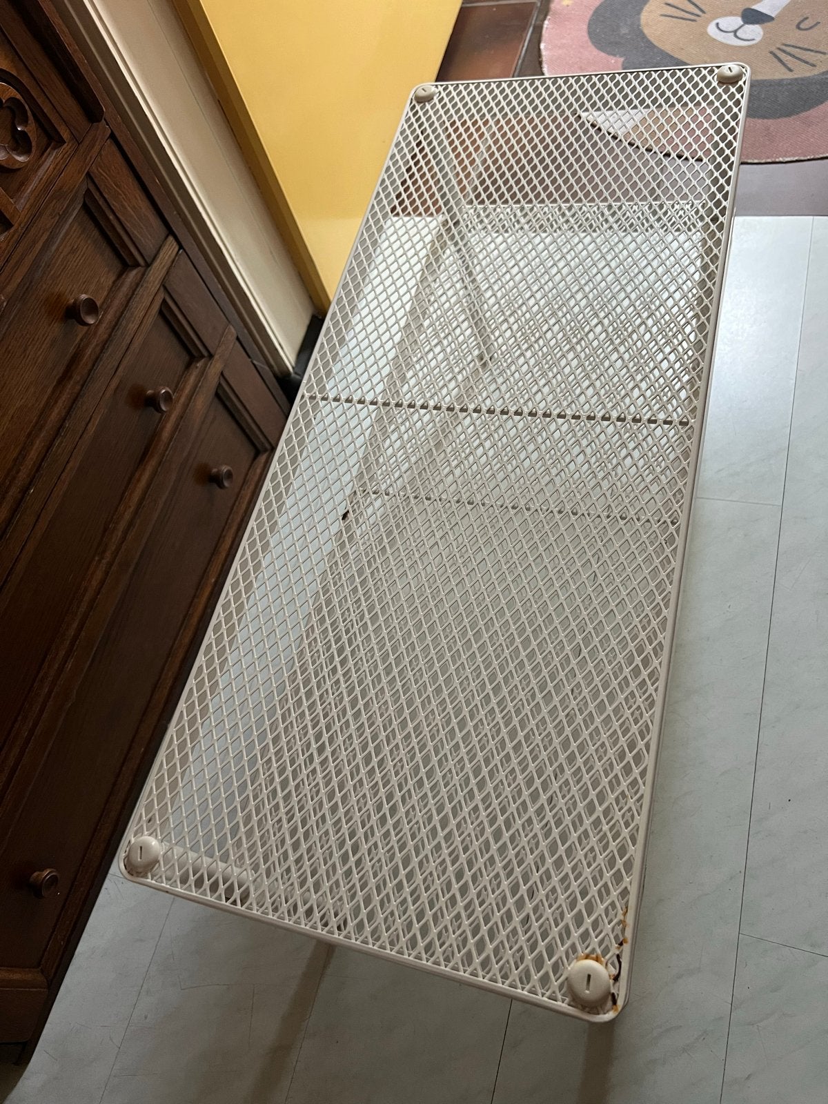 Wit metalen schoenenrek met twee lagen, Ophalen, Gebruikt