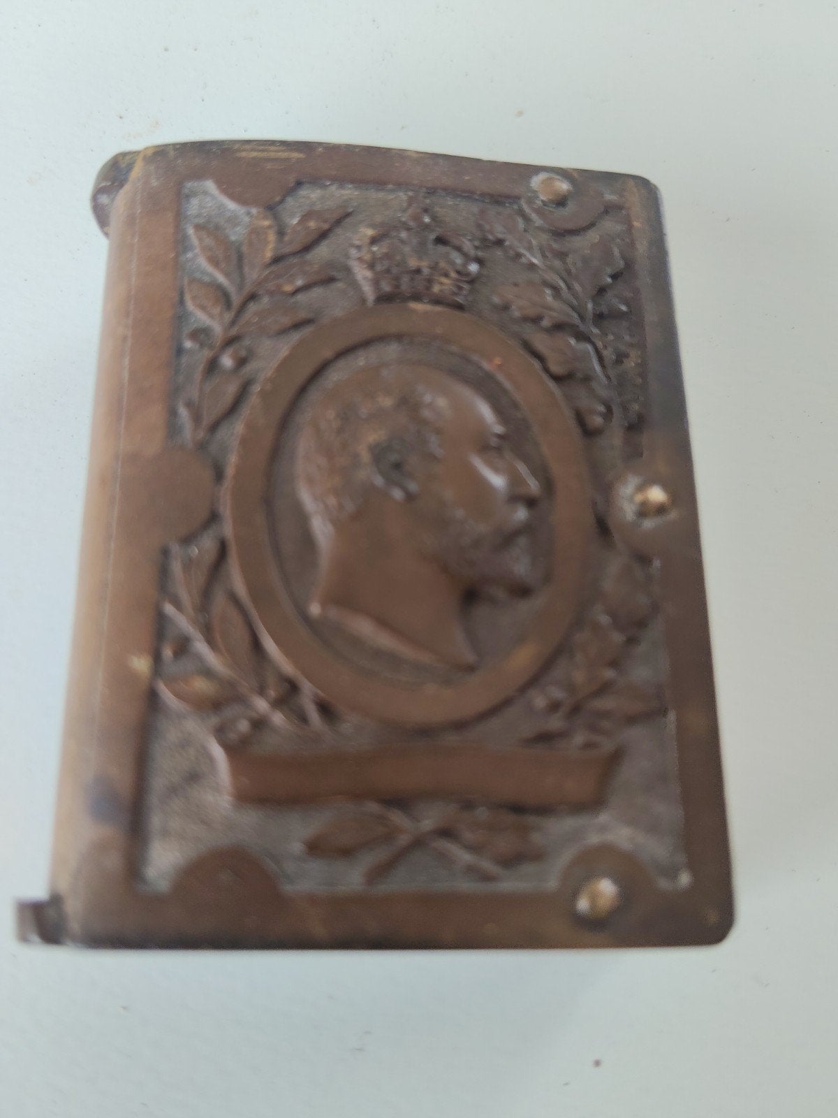 Antiek Vulcanite Luciferdoosje Vesta Case Edward VII (c.1902, Ophalen of Verzenden