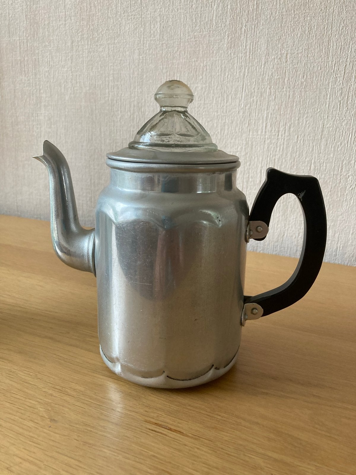 Vintage aluminium percolator - 15 cm hoog, Ophalen of Verzenden