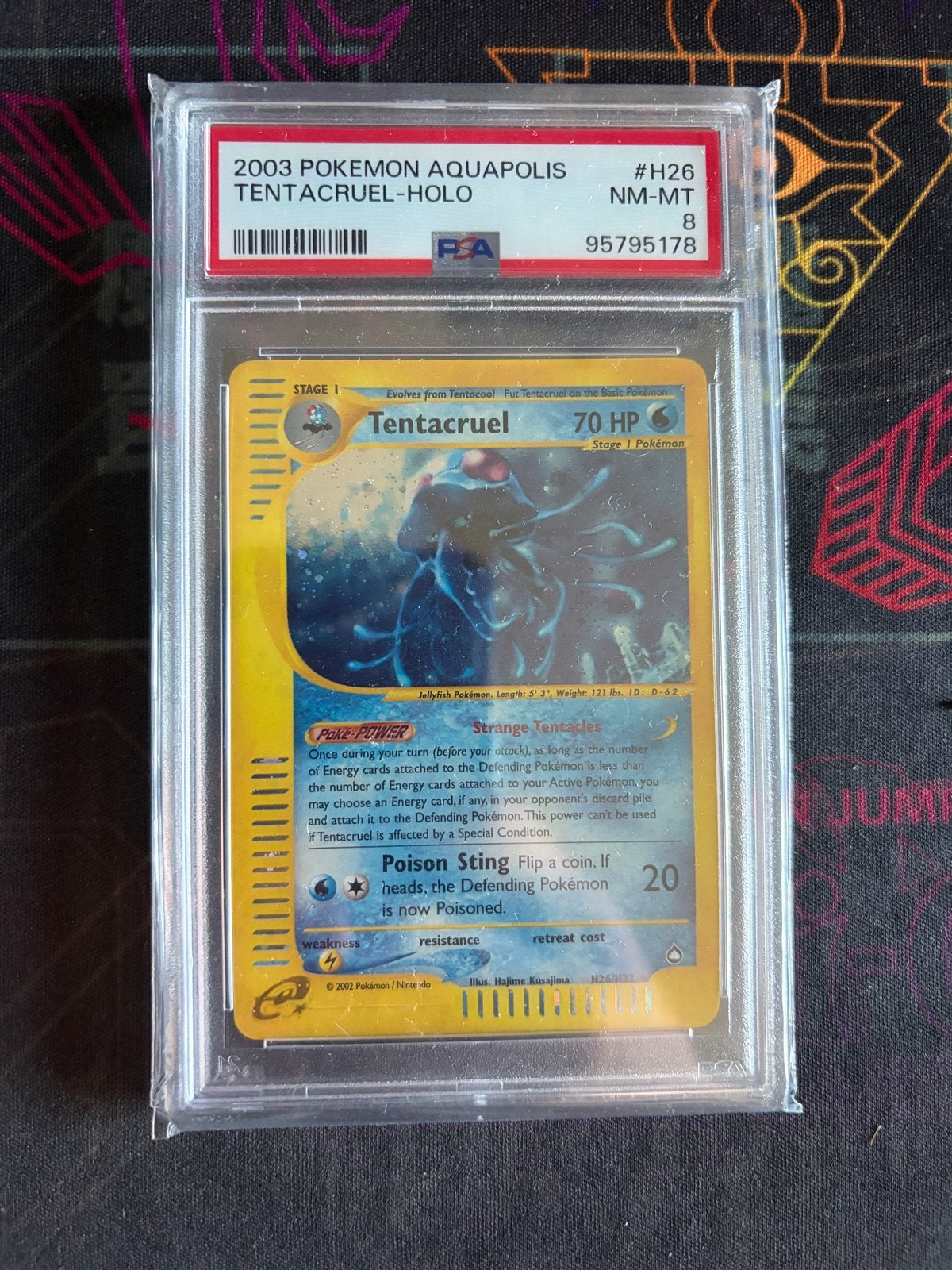 2003 Pokémon Aquapolis Tentacruel Holo PSA 8, Ophalen of Verzenden, Zo goed als nieuw, Losse kaart