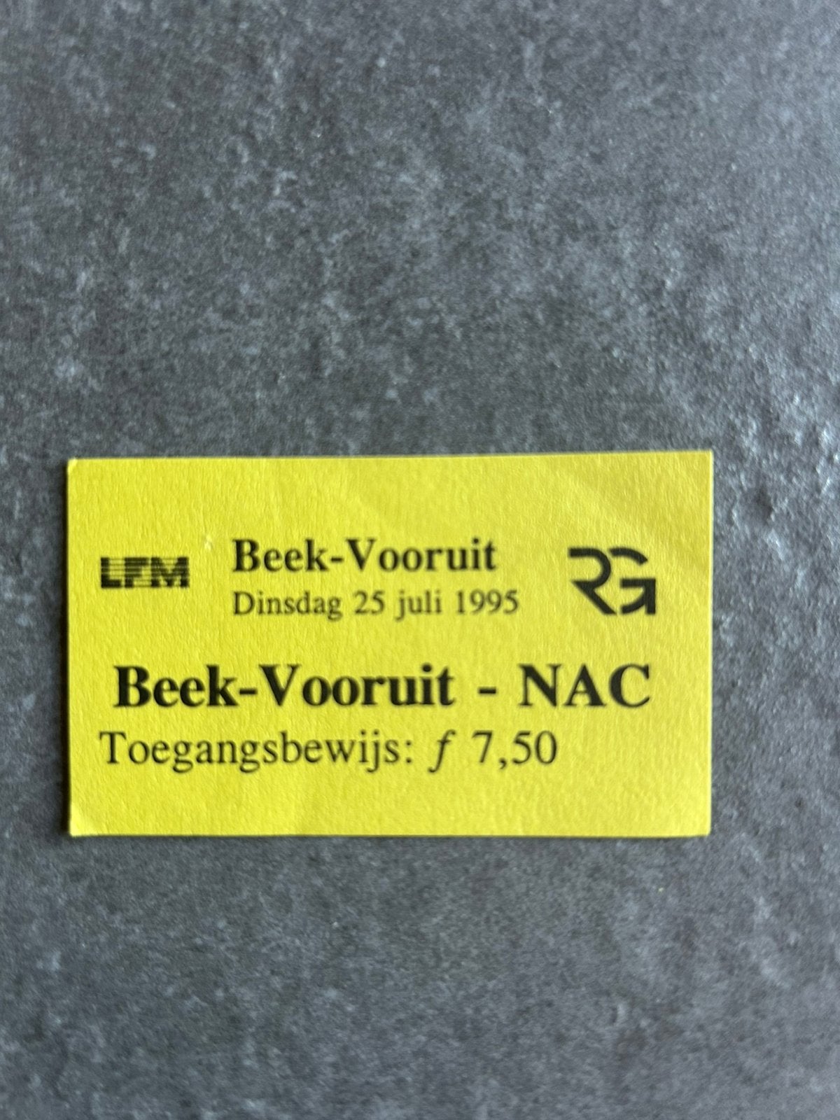 Beek- Vooruit - NAC ticket, Verzamelen, Sportartikelen en Voetbal, Ophalen of Verzenden, NAC Breda, Overige typen
