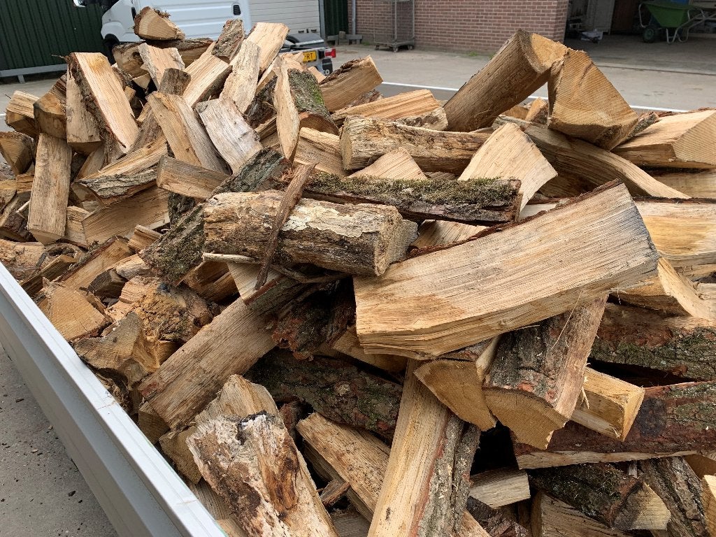 Haardhout Brandhout Kachelhout Eiken €125,- Riel e.o., 6 m³ of meer, Ophalen of Verzenden, Eikenhout, Blokken
