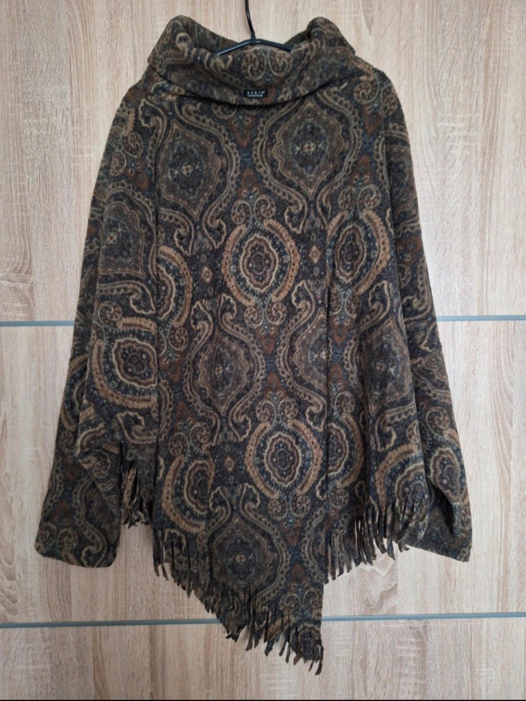 Boris Industries Paisley Poncho met Franjes, Kleding | Dames, Maat 38/40 (M), Boris Industries, Bruin, Verzenden