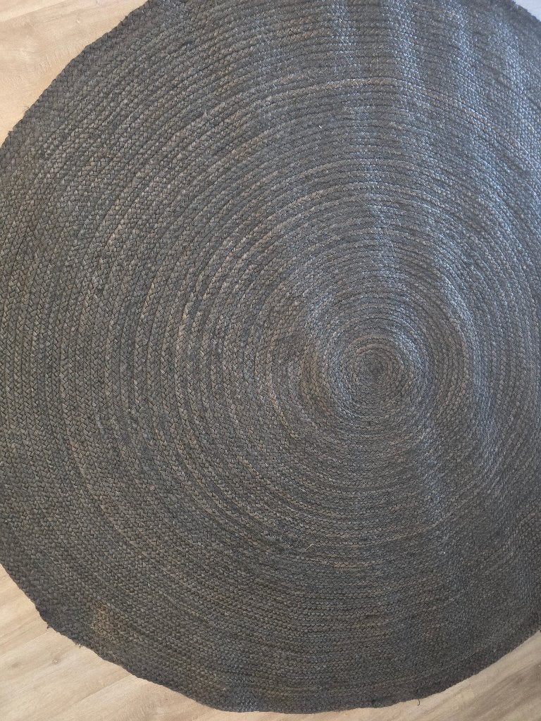 Zwart rond vloerkleed 190cm, Ophalen, Gebruikt, Zwart, 150 tot 200 cm