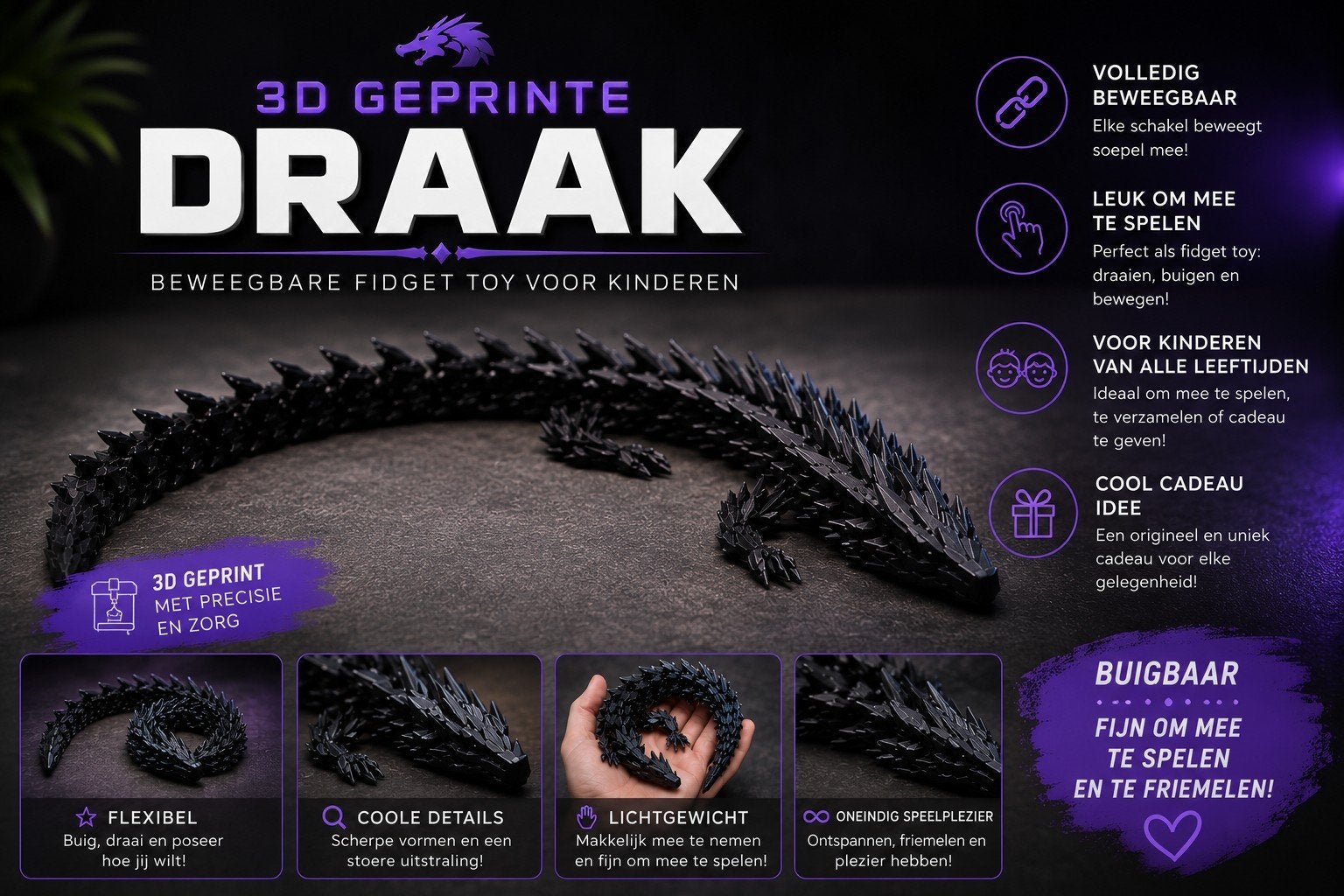 3d geprinte draak, Verzenden, Nieuw