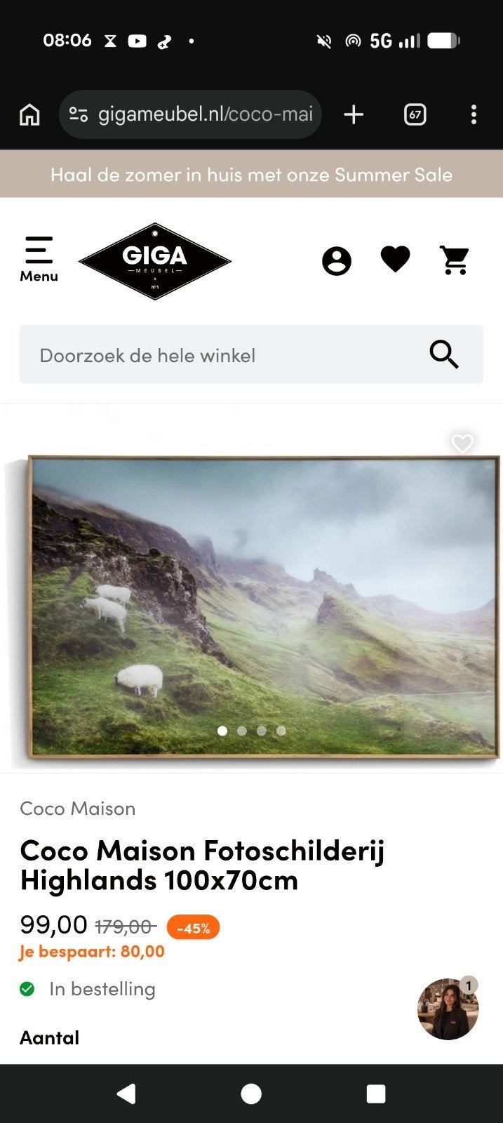 Coco Maison Fotoschilderij Highlands 100x70cm - Nieuw, 50 – 75, Nieuw, Ophalen of Verzenden, 75 tot 100 cm