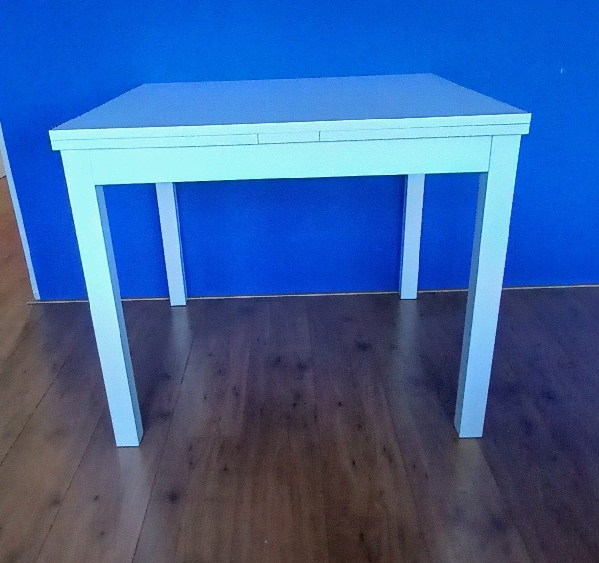 Ikea uitschuif tafel bjursta wit basis 90x90, Ophalen, Gebruikt, 50 tot 100 cm, Vijf personen of meer