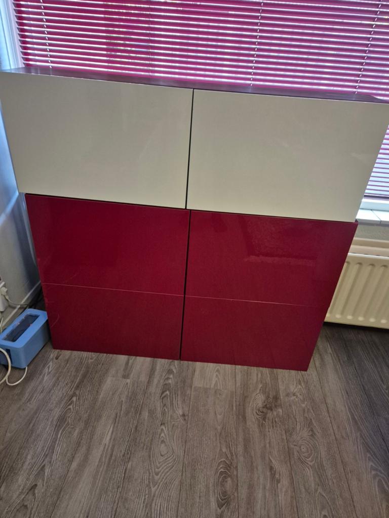 3 Wandkastjes - 120x20x40 cm - Wit/Rood, Huis en Inrichting, Kasten | Overige, Ophalen
