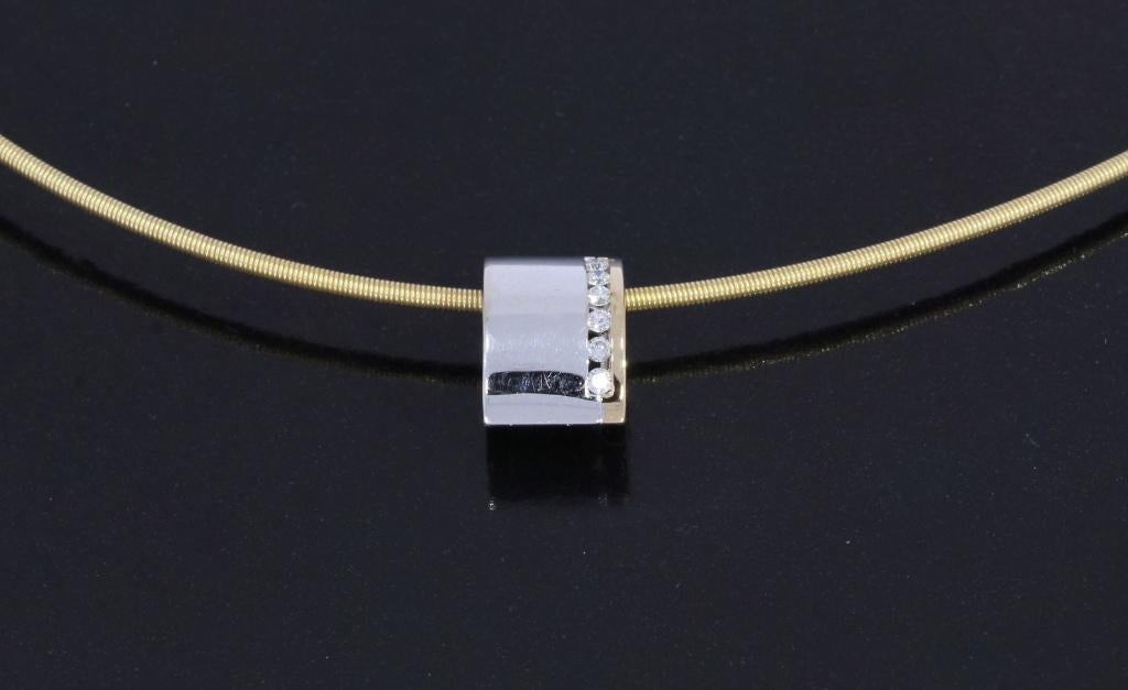 Diamanten hanger 14k gouden spang ketting collier briljant, Voordeelsieraden, Verzenden, Zo goed als nieuw, Met edelsteen