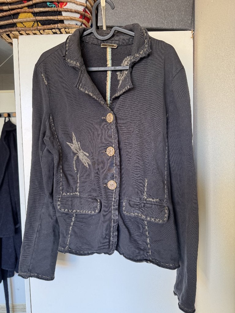 Y2K Blazer Maat 38 met borduursel, Kleding | Dames, Maat 38/40 (M), Zwart, Margittes, Ophalen of Verzenden