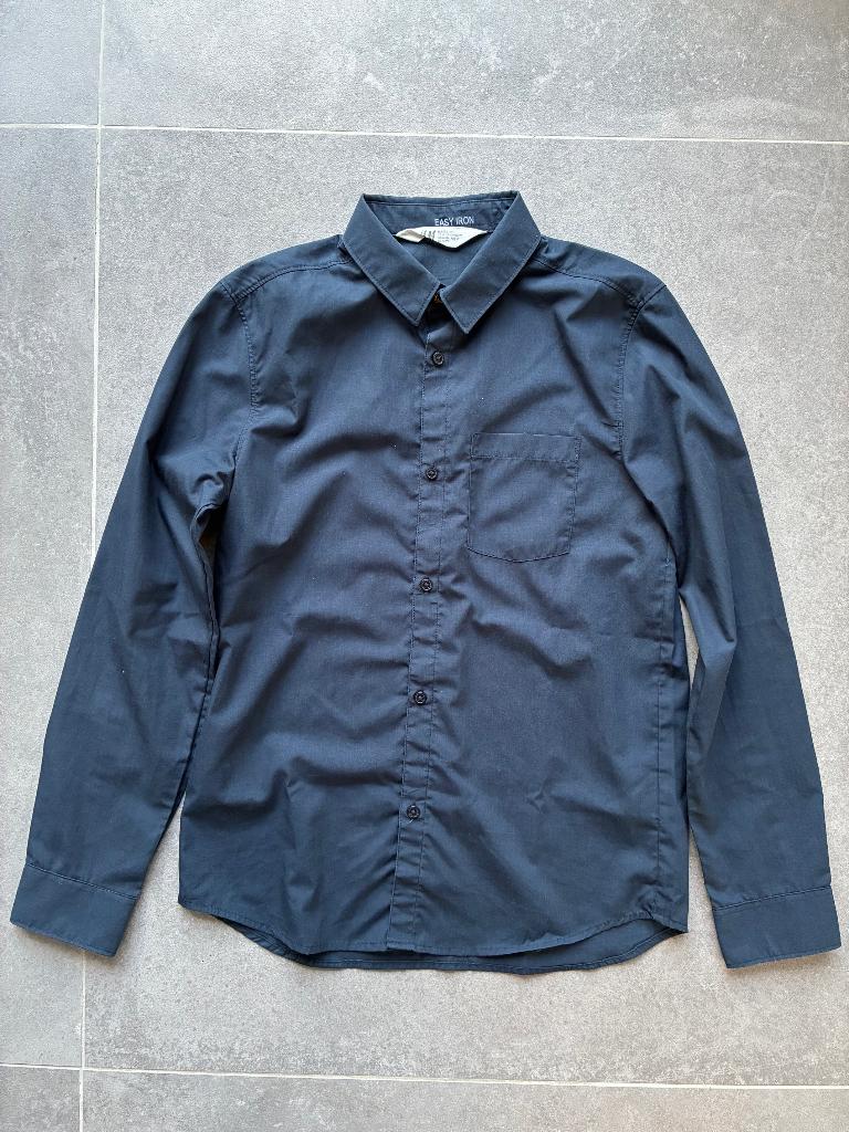 Overhemd jongens donkerblauw maat 152, Ophalen of Verzenden, Zo goed als nieuw, Jongen, Overhemd of Blouse
