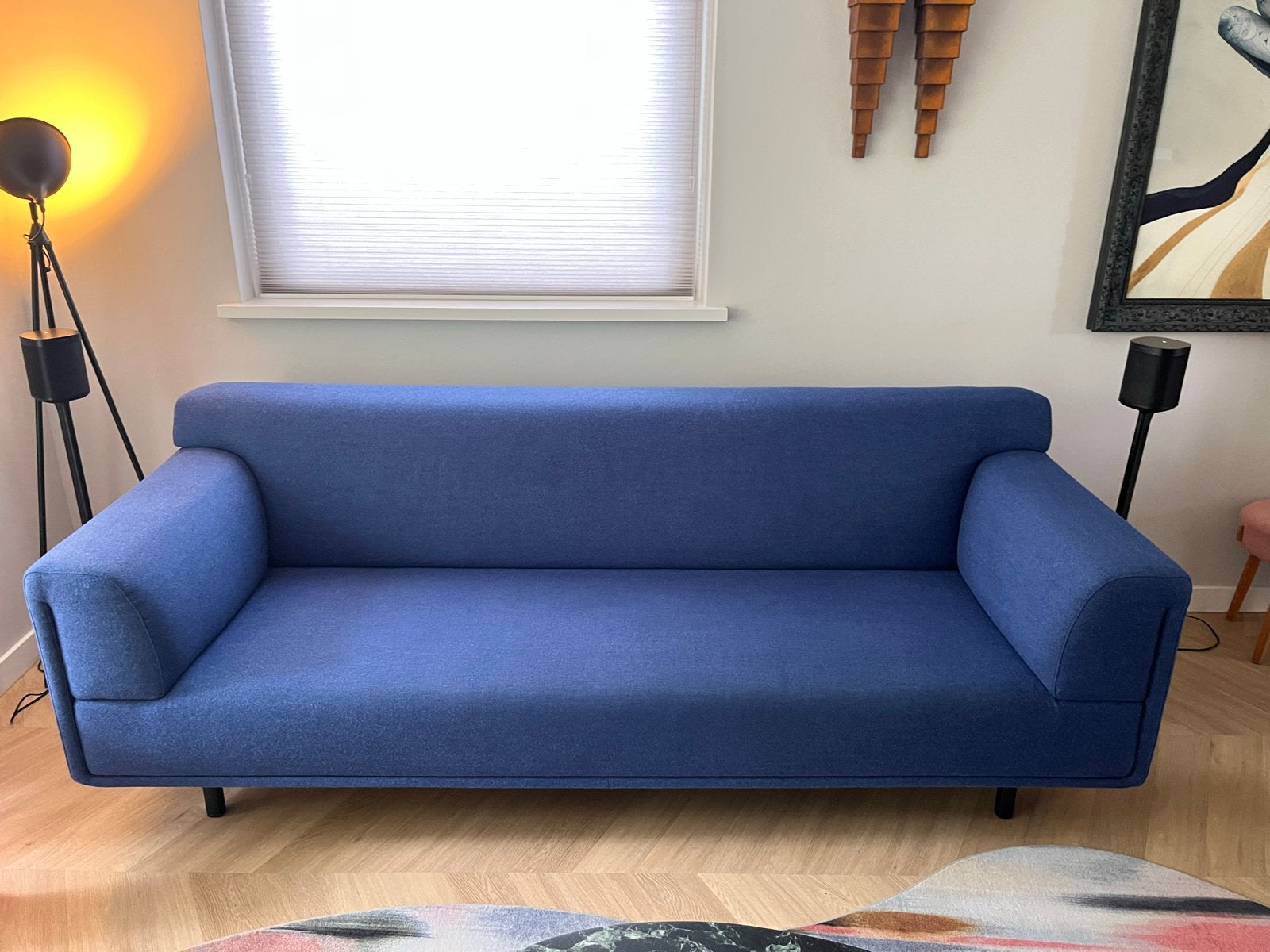 Dura Eyye 3-zits bank - Blauw wol (Synergy) - Onyx poten, Ophalen, Zo goed als nieuw, Stof