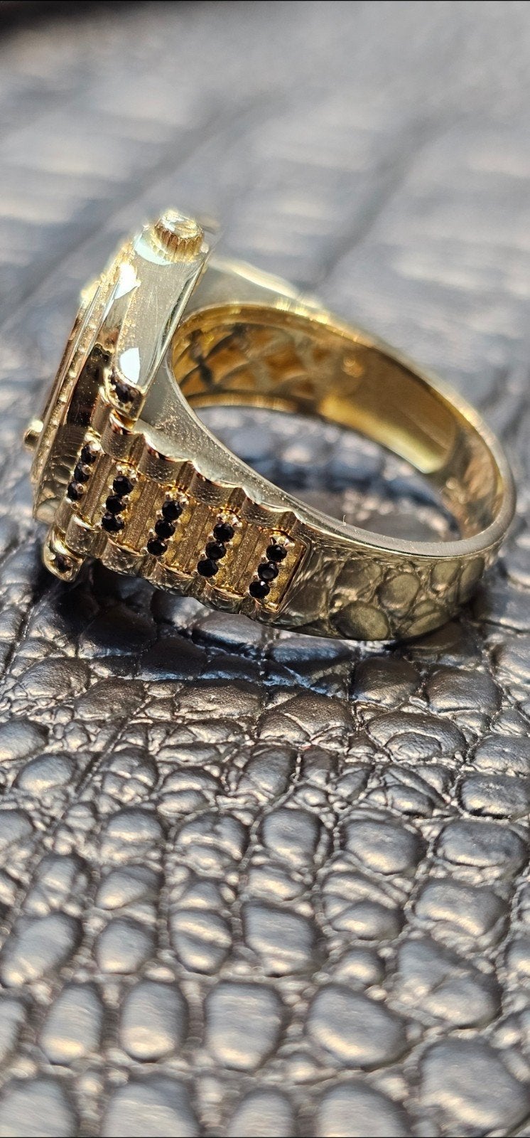 Mooie Rolex 14k gouden ring met onyx steen, Heer, Nieuw, Ophalen of Verzenden, 17 tot 18