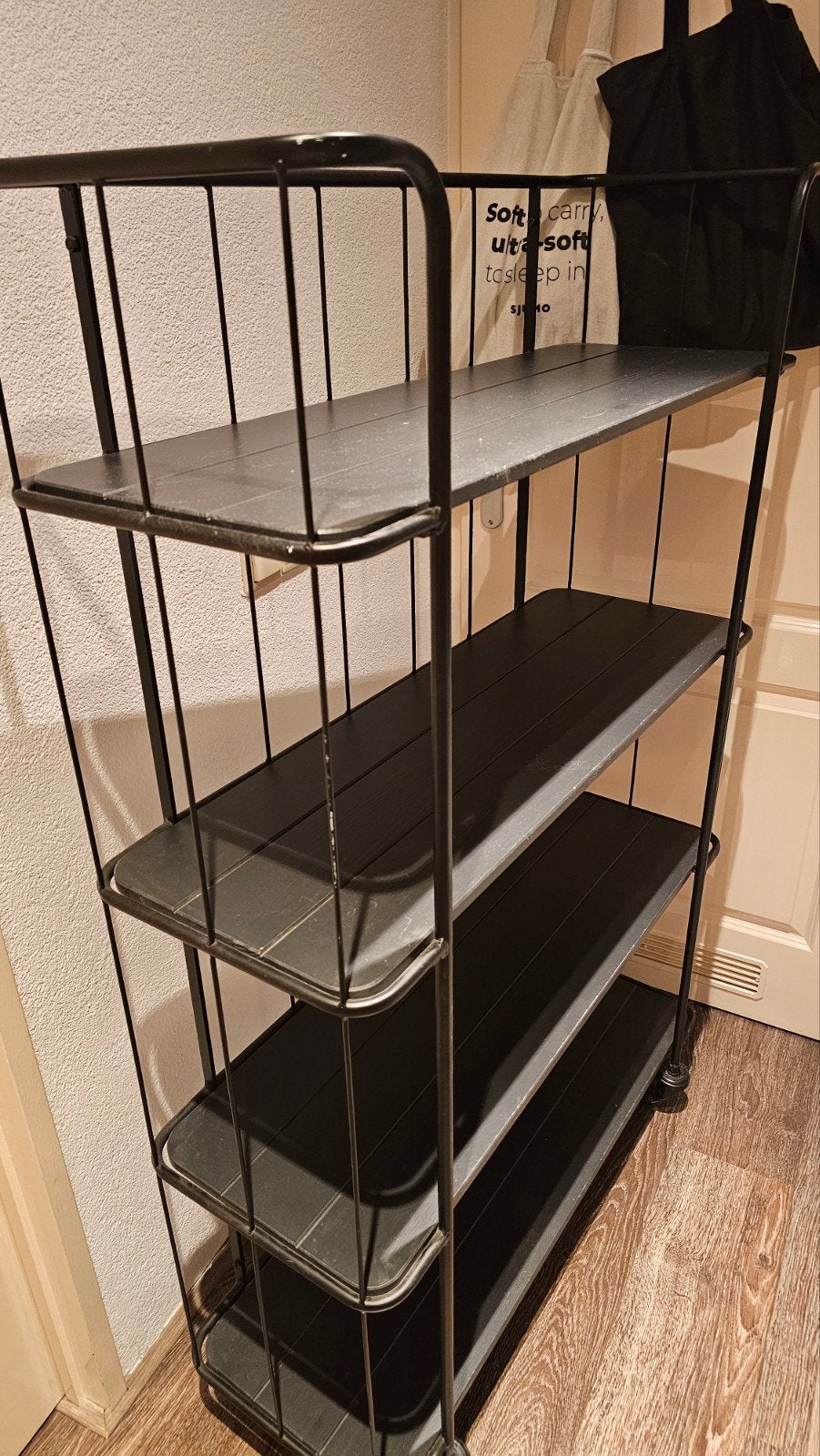 Trolley, zwart, metaal, 4 wielen, Ophalen