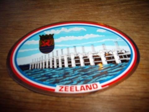 Zeeland sticker Oosterscheldekering provinciewapen 11 x 7 cm, Ophalen of Verzenden, Zo goed als nieuw, Bedrijf of Vereniging