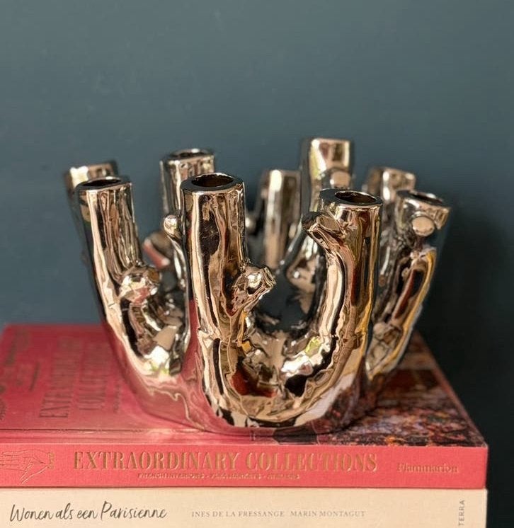 Vintage verchroomde tulpenvaas, Ophalen of Verzenden, Zo goed als nieuw