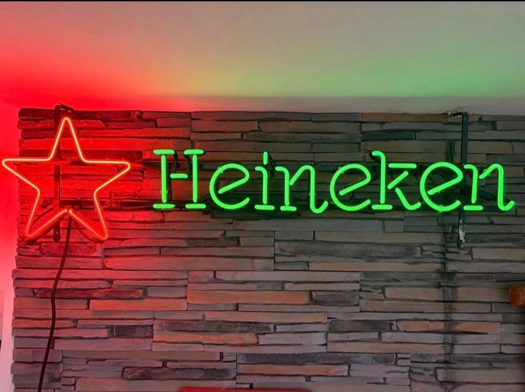 Heineken neon lichtbak - 90cm x 25cm, Ophalen of Verzenden, Gebruikt, Retro, Bar decoratie, Neon