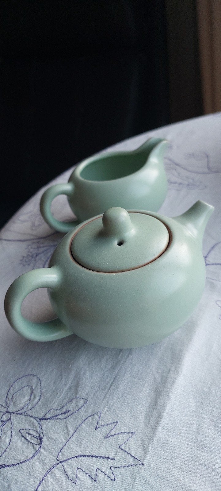 Chinees 1 persoons theesetje in celadon groen, Ophalen of Verzenden