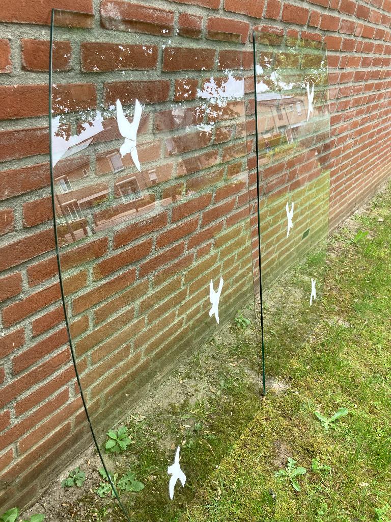 Veiligheidsglas terrasscherm, Ophalen, Gebruikt, 100 tot 150 cm, Glas