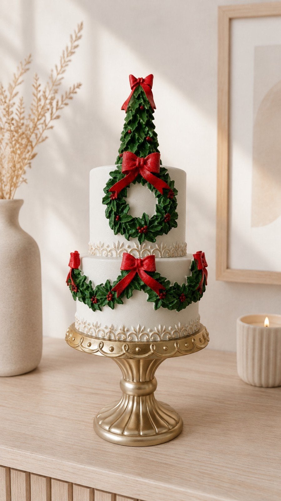 Clayre & Eef Decoratie Taart Kerstboom 17x42 cm, Ophalen of Verzenden, Nieuw, Meerkleurig, Kunststof