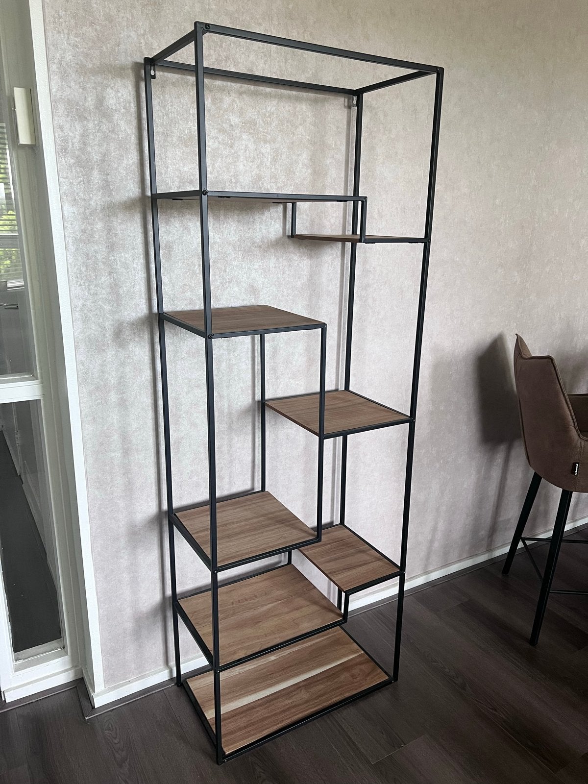 Industriële Boekenkast/Tv-meubel - Zwart Metaal & Hout, Ophalen, 50 tot 100 cm, Zo goed als nieuw, Metaal
