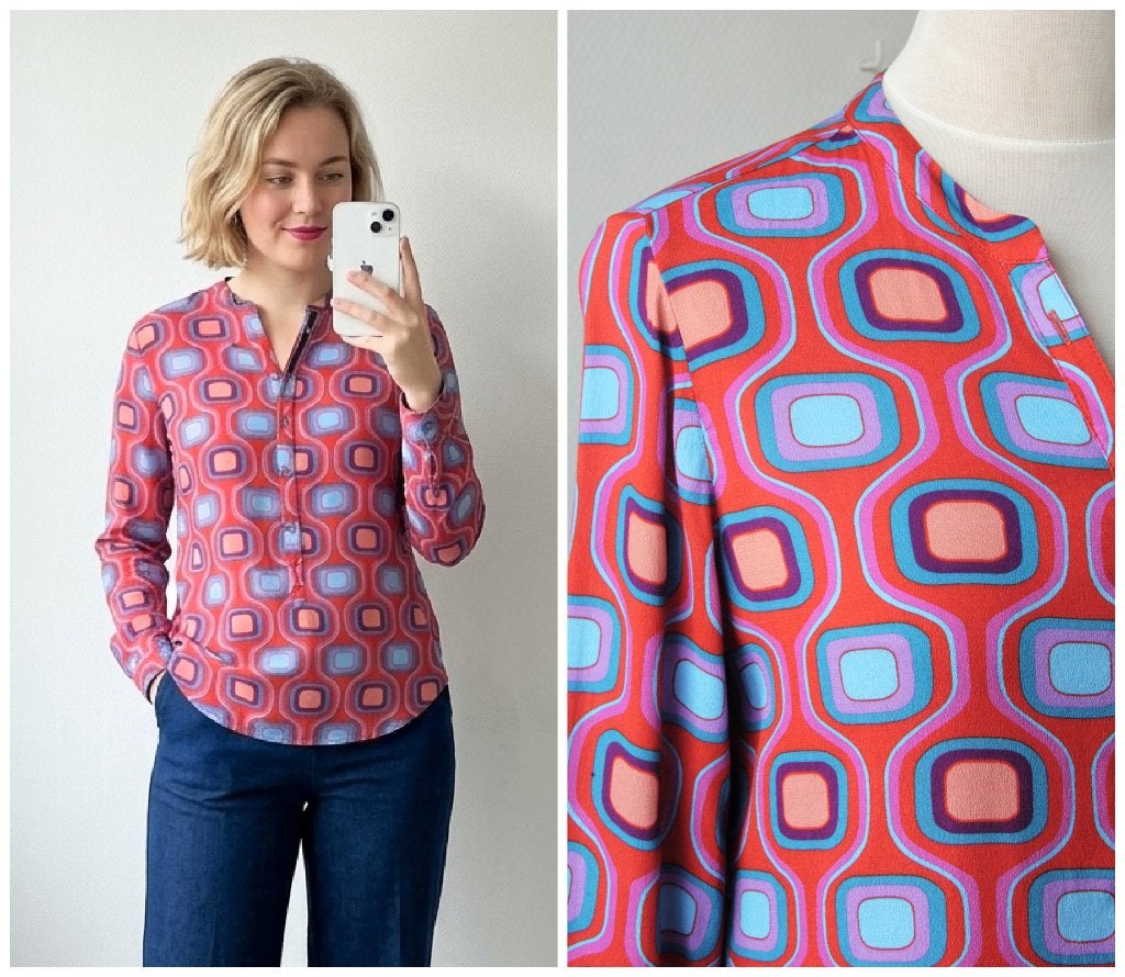 Emily van den Bergh - vrolijke blouse roodroze - maat 40, Kleding | Dames, Maat 38/40 (M), Emily van den Bergh, Zo goed als nieuw