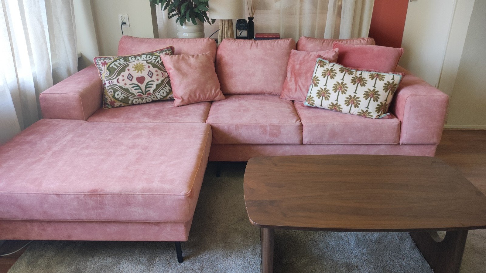 Roze Hoekbank - Zo goed als nieuw, Ophalen, 250 tot 300 cm, 100 tot 125 cm, Hoekbank