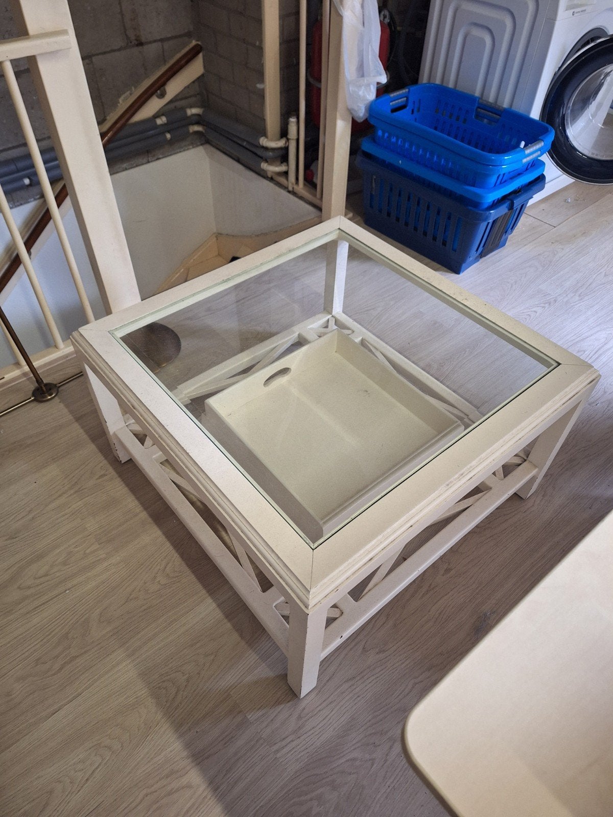 vintage salontafel, bijzettafel 80x80 cm, Ophalen, Zo goed als nieuw