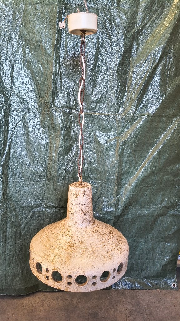 Vintage keramieken ronde hanglamp, Huis en Inrichting, Lampen | Hanglampen, Ophalen, Gebruikt, Keramiek, Vintage