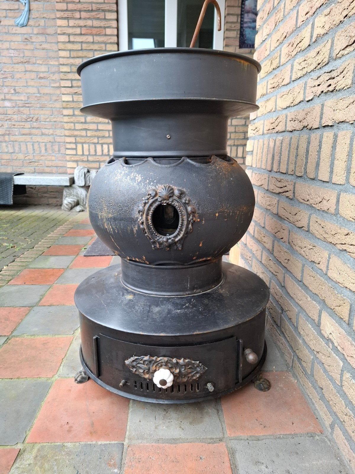 klassieke antieke houtkachel, potkachel ( buikkachel )., Ophalen, Gebruikt, Houtkachel, Vrijstaand