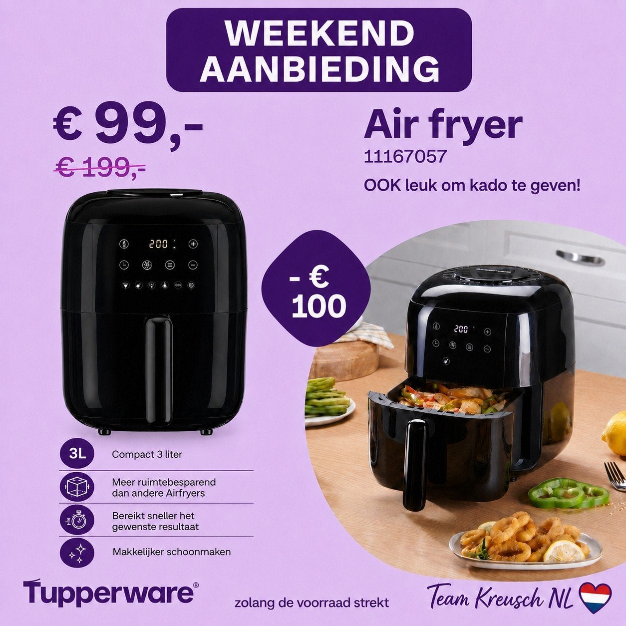TUPPERWARE Airfryer van € 199,00 voor € 99,00 compacte oven, Ophalen of Verzenden, Nieuw, Overige typen