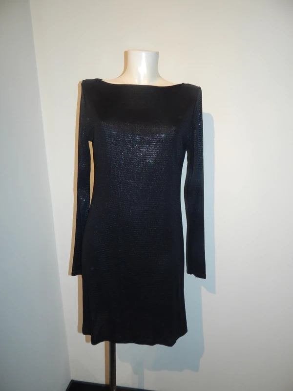 Sarah Pacini zwarte jurk glans print deeltjes mooi effect 40, Maat 38/40 (M), Verzenden, Sarah Pacini, Zwart