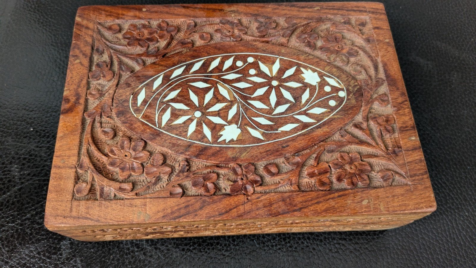 Vintage houten kistje ingelegd, Antiek en Kunst, Ophalen of Verzenden