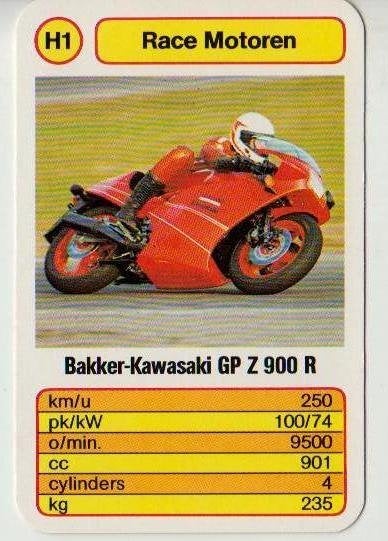 Kw1164 motorkaartje h1 bakker-kawasaki gp z 900 r, Ophalen of Verzenden, Zo goed als nieuw, Motoren