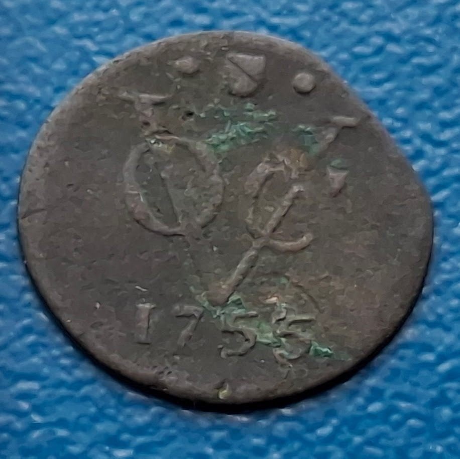VOC ½ duit 1755 (Utrecht) misslag*, Ophalen of Verzenden, Vóór koninkrijk, Overige waardes, Losse munt