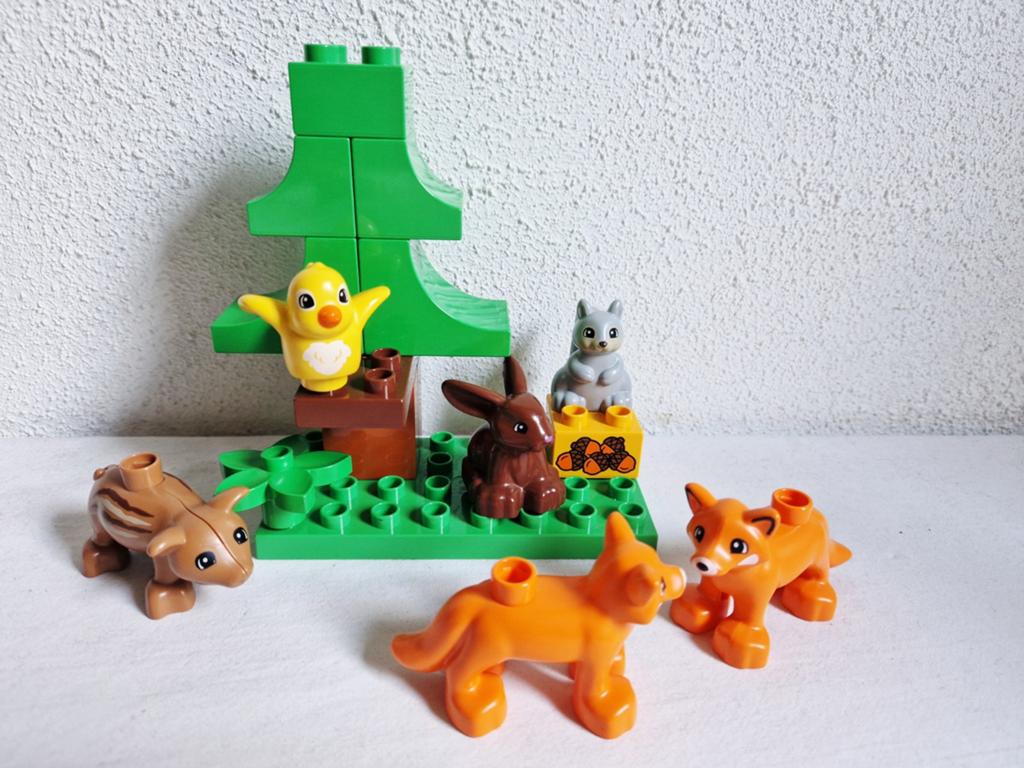 Duplo bosdieren vos everzwijn eekhoorn konijn vogel, Ophalen of Verzenden, Gebruikt, Duplo