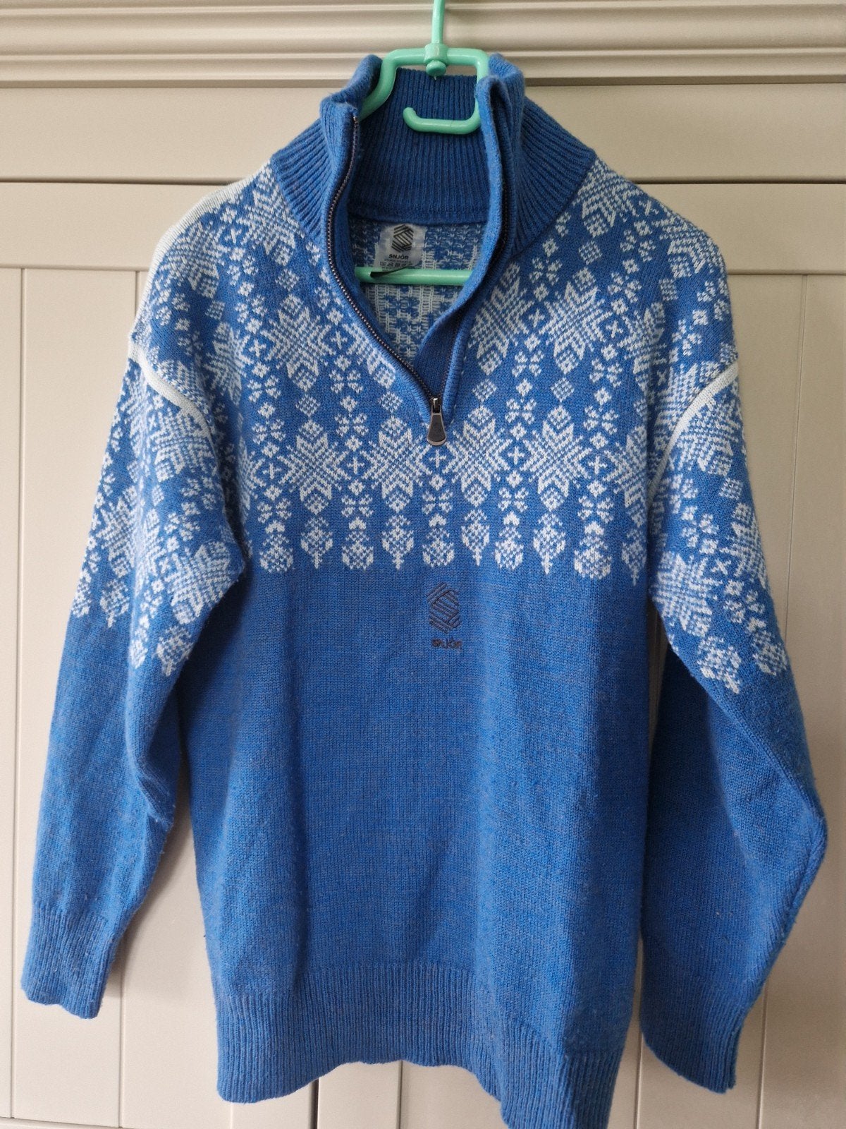 Noorse wollen trui 50% wol blauw maat L, Maat 52/54 (L), SNJÓR, Gedragen, Verzenden