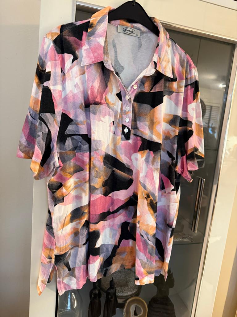 Sensia Dames shirt Maat 52 - Kleurrijk Abstract Patroon, Kleding | Dames, Grote Maten, Ophalen of Verzenden, Zo goed als nieuw