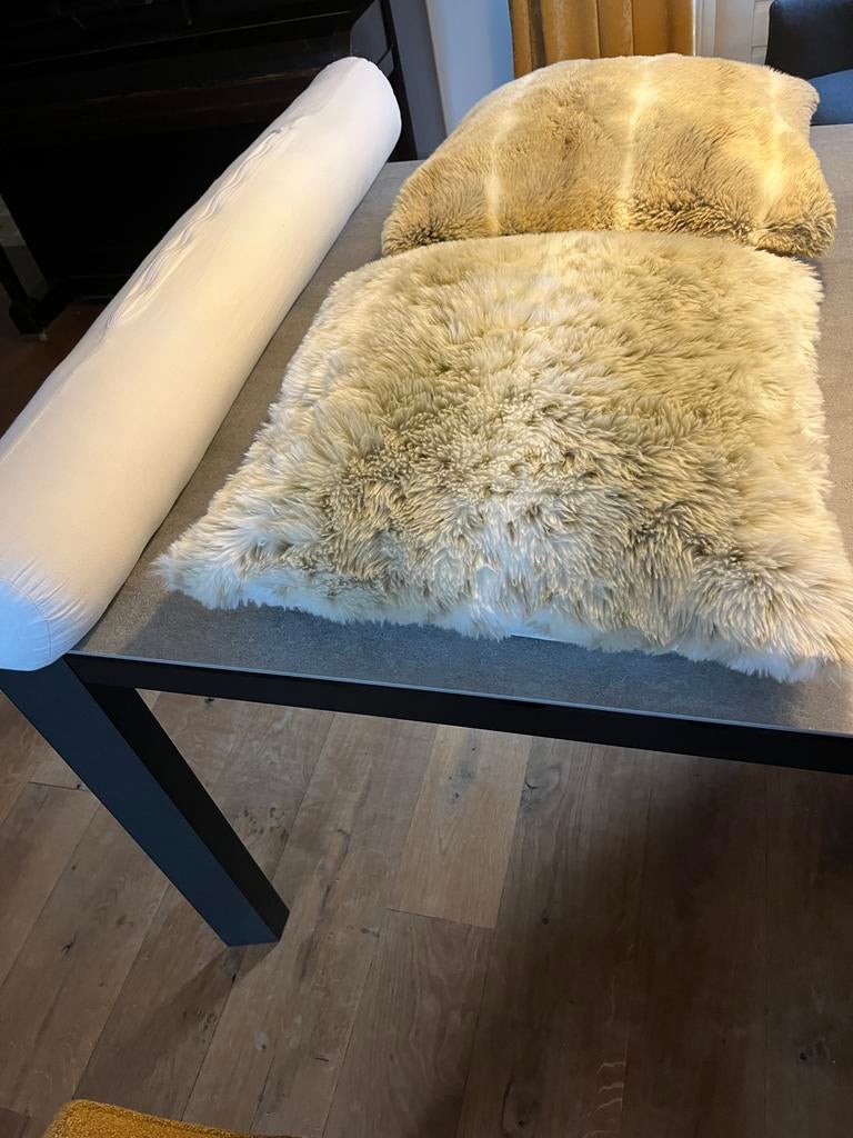 Sierkussens (2) en rolkussen, Huis en Inrichting, Woonaccessoires | Kussens, Ophalen, Zo goed als nieuw, Vierkant