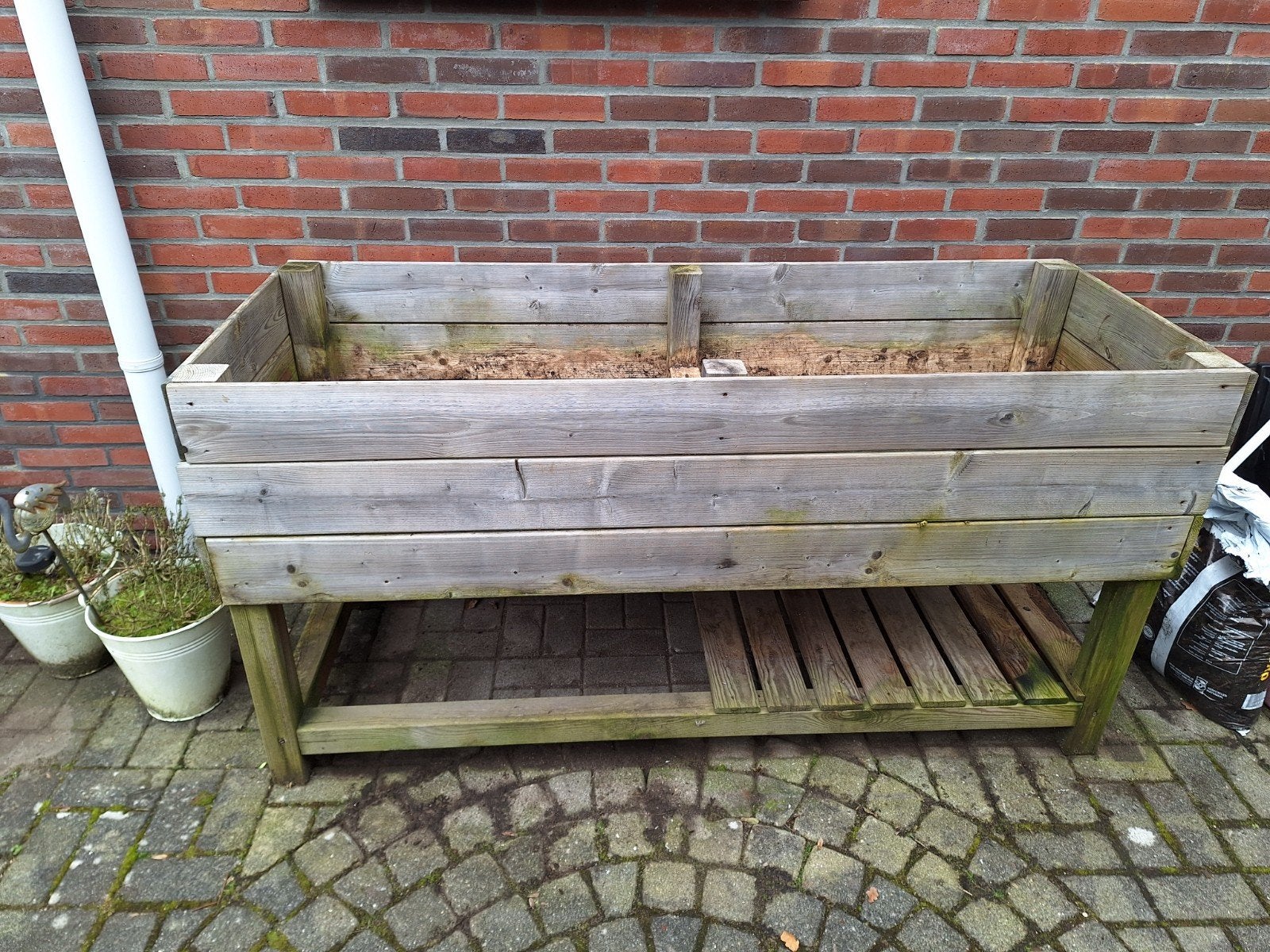 Houten plantenbak op poten - Verhoogd tuinbed, Ophalen, Gebruikt, 100 cm of meer, Balkon