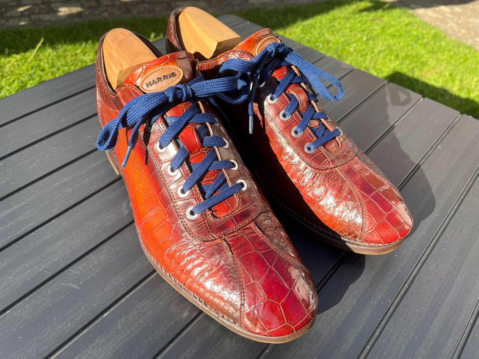 Harris sneakers crocoprint rood mt. 43 (9) incl. spanners, Ophalen, Overige kleuren, Sneakers of Gympen, Gedragen
