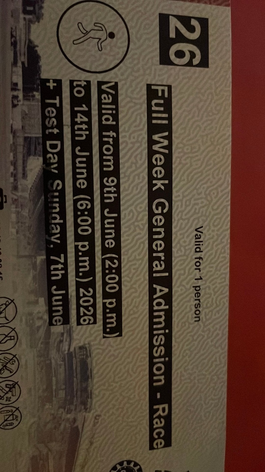 Le mans 24h ticket, Tickets en Kaartjes, Eén persoon